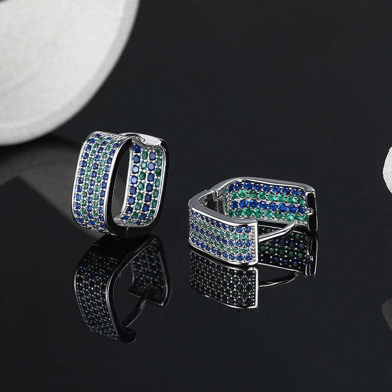 Ice Cube – 925 Sterling Silver Full Pavé Geometric Square Luxury Earrings