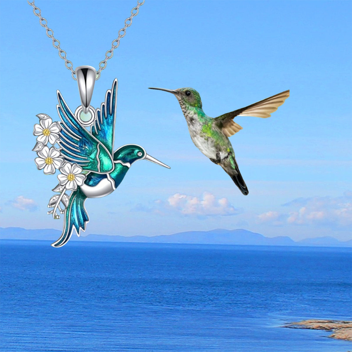 Hummingbird Pendant Necklace & Earring Set | Luxury Collection