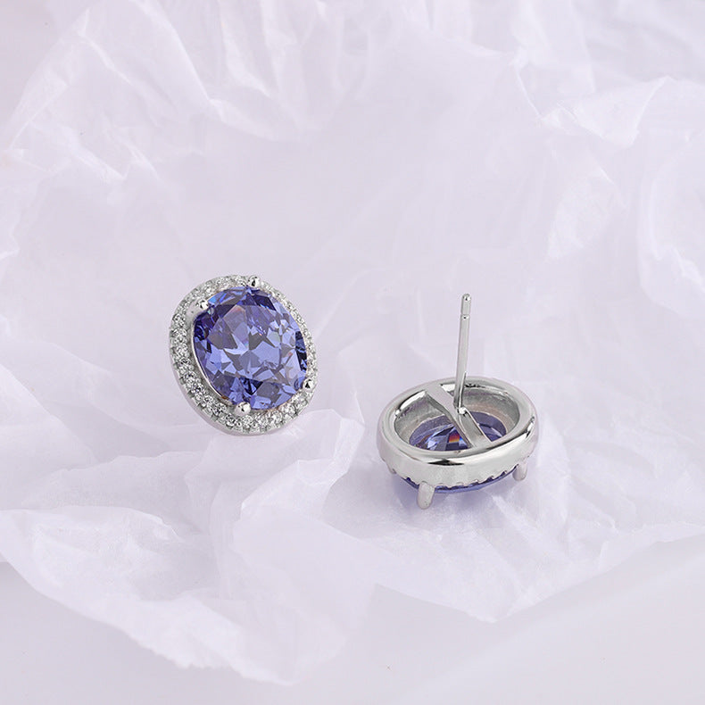 Heart of the Sea – 925 Sterling Silver Pigeon Egg Blue Zircon Luxury Earrings