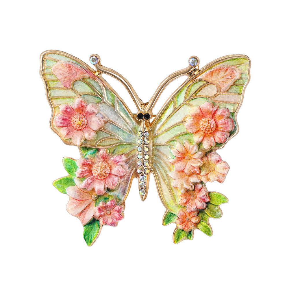 Diamond-Set Butterfly Brooch — Enamel Luxury Pin