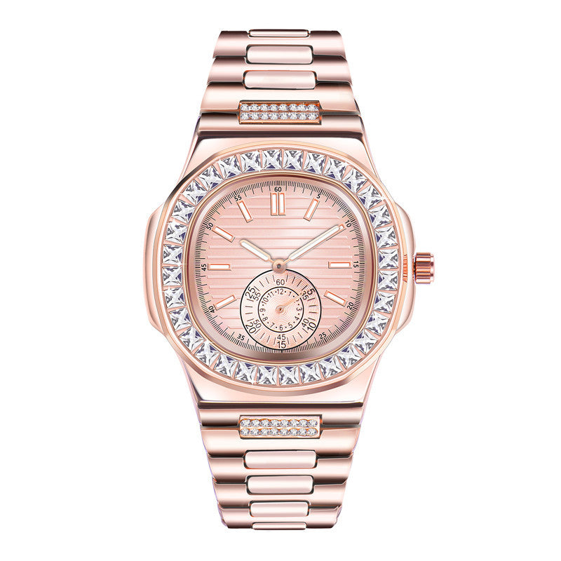 Diamond Style Men's Watch – Water-Resistant | Black, Silver, Rose Gold & Two-Tone