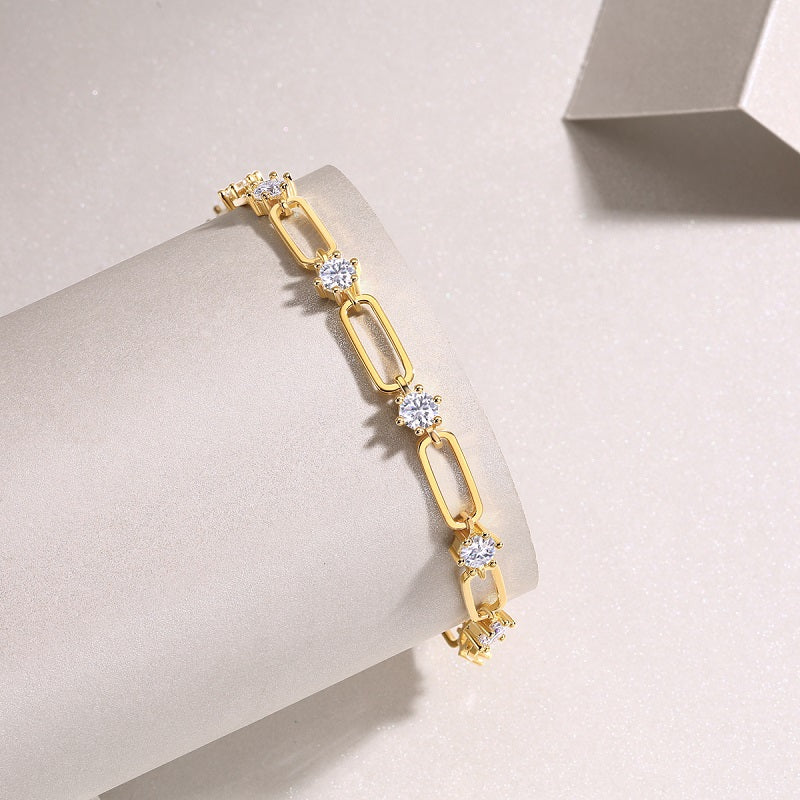 Moissanite Bracelet – Gold-Plated Sterling Silver | Luxury Jewellery