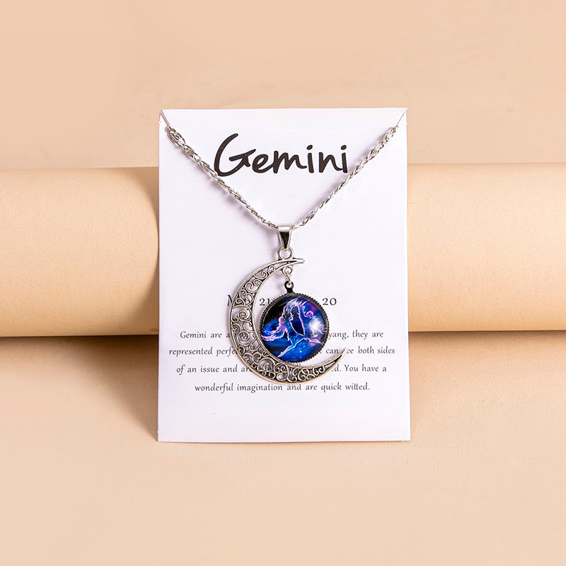 Luna — Zodiac Moon Glass Pendant Necklace