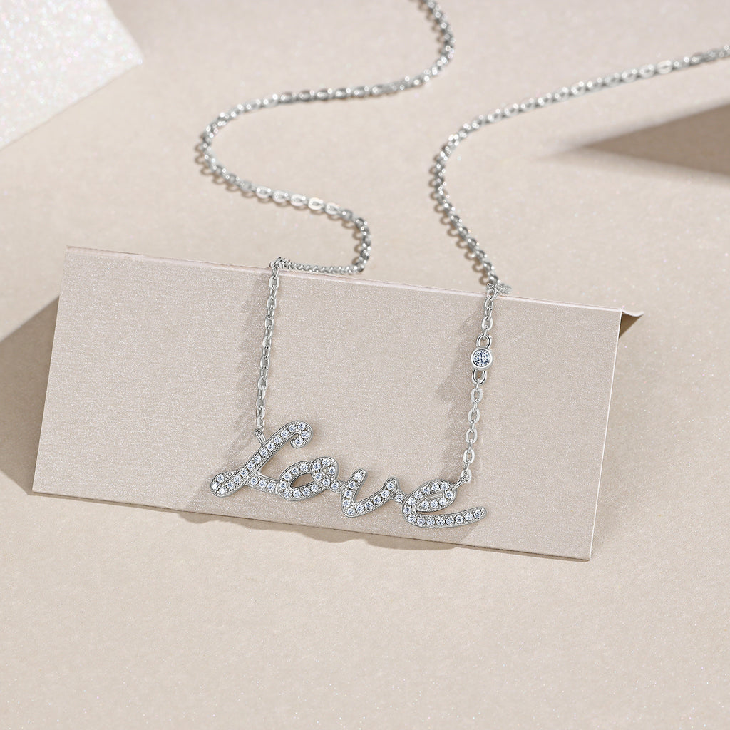 Moissanite Pendant Necklace – Platinum-Plated Sterling Silver | Minimalist Luxury