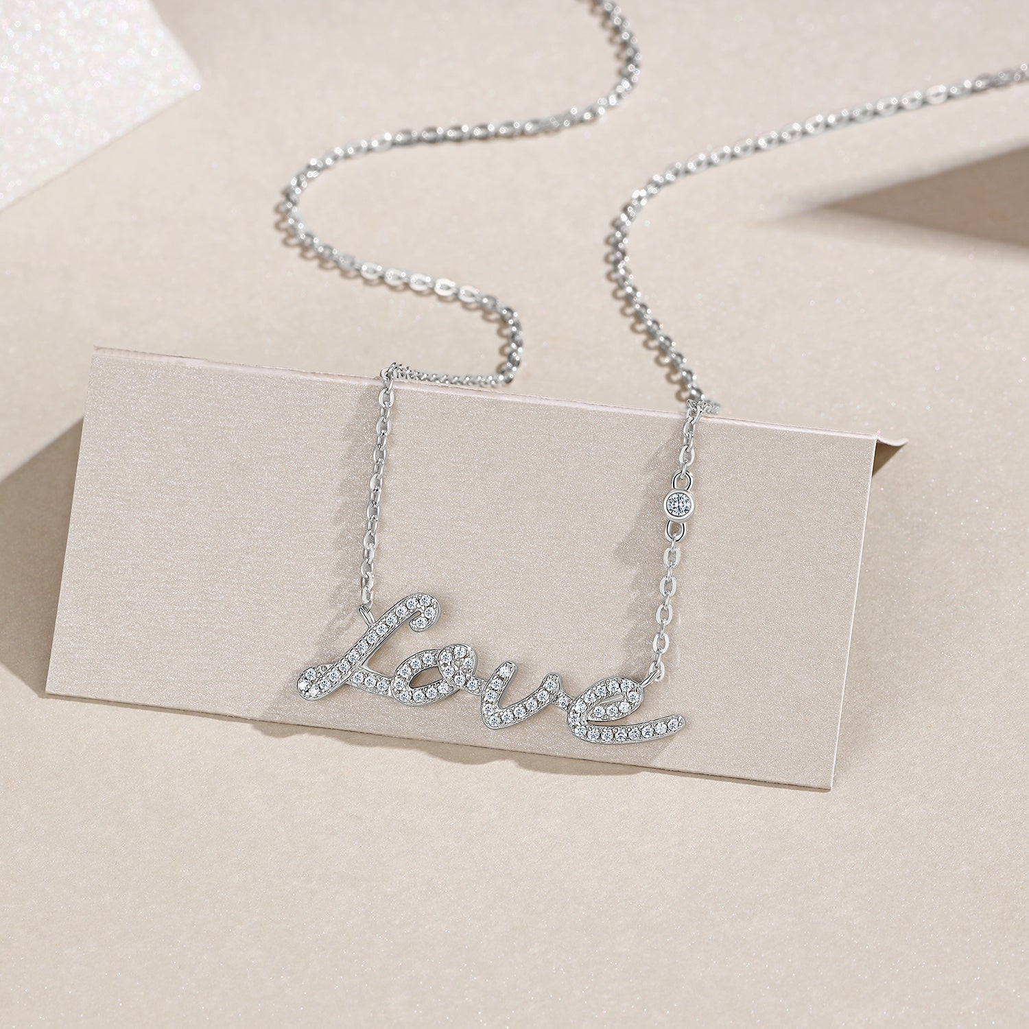 Moissanite Pendant Necklace – Platinum-Plated Sterling Silver | Minimalist Luxury