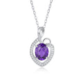 925 Sterling Silver Natural Amethyst Heart Shaped Luxury Pendant Necklace