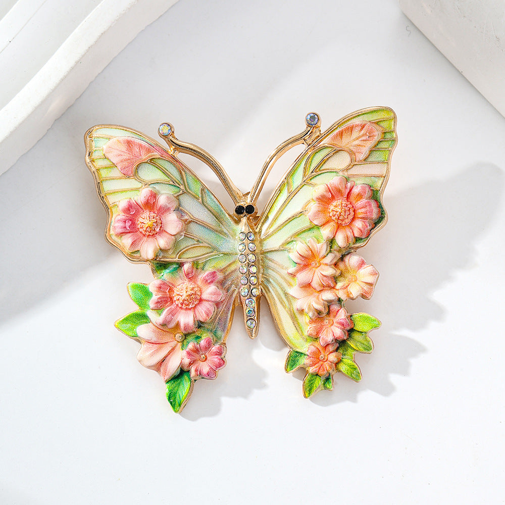 Diamond-Set Butterfly Brooch — Enamel Luxury Pin