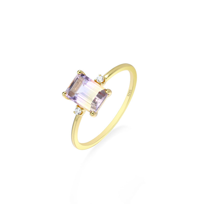 Purple Citrine Octagon Silver Ring | 925 Silver Luxury Jewelry