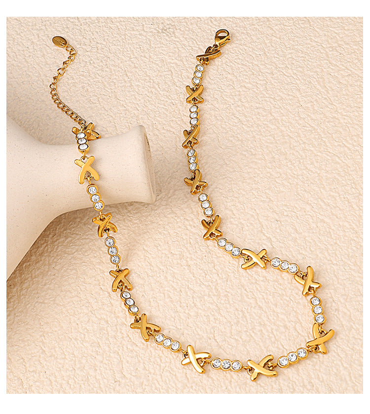 X Diamond Necklace & Bracelet Set — Sparkling Luxury