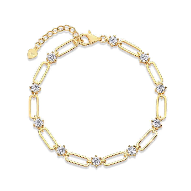 Moissanite Bracelet – Gold-Plated Sterling Silver | Luxury Jewellery