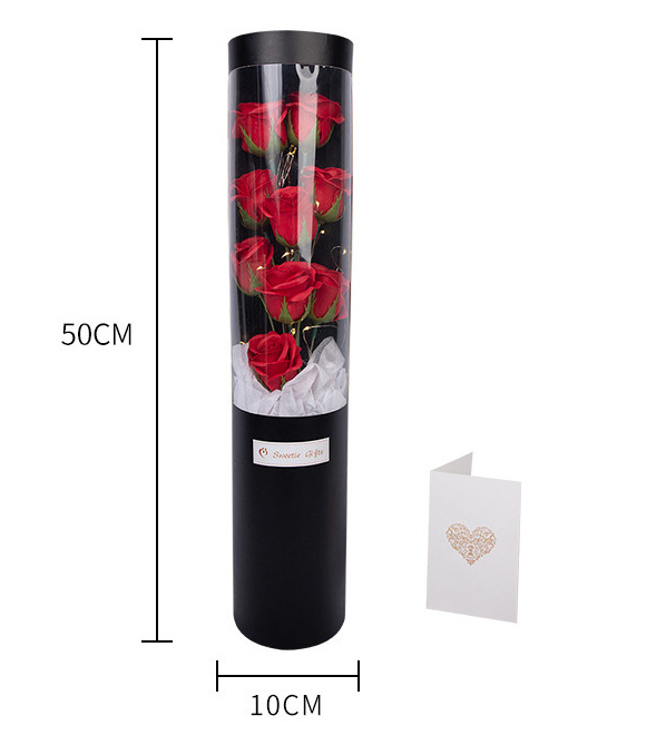 Luxury Soap Flower Heart Gift Box | 9 Blooms with Greeting Card | Pink, Red & Purple