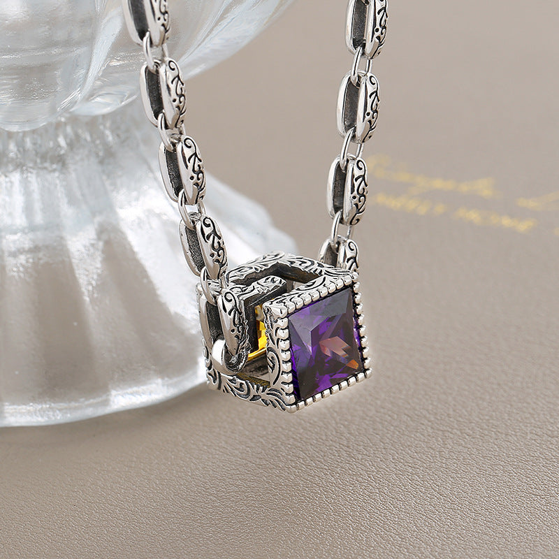 Dual Luxe – 925 Sterling Silver Double Color Cubic Zircon Statement Necklace