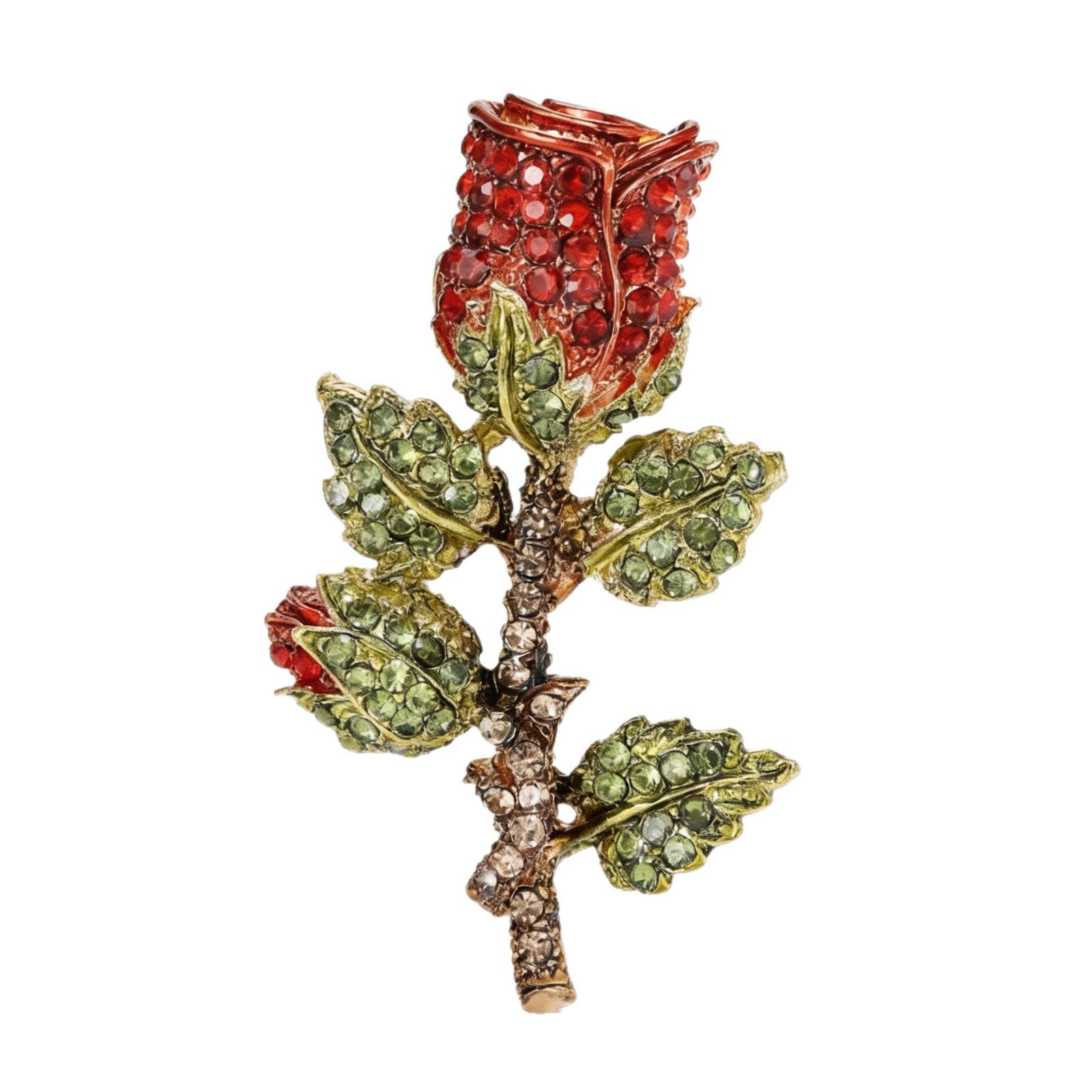 Retro Rhinestone Rose Brooch | Luxury Alloy Flower Pin | Pink & Red