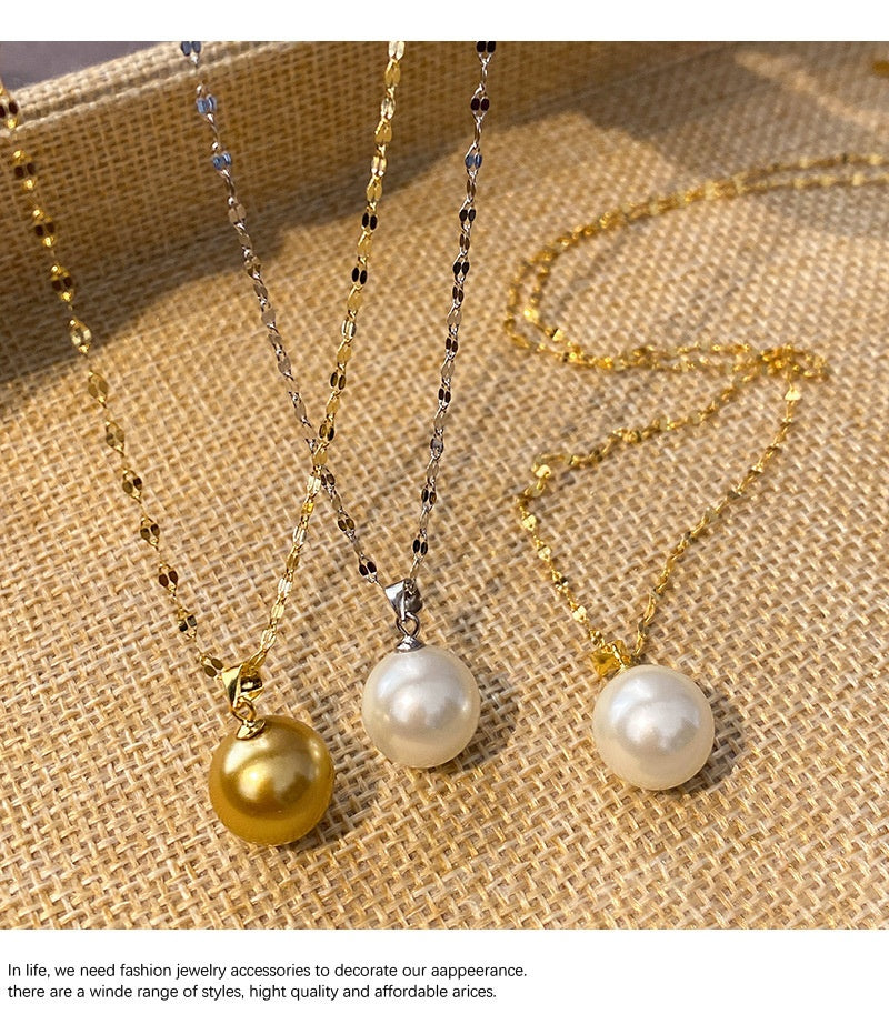 Pearl Luxe — Real Gold-Plated Pearl Clavicle Necklace | Japanese Minimalist