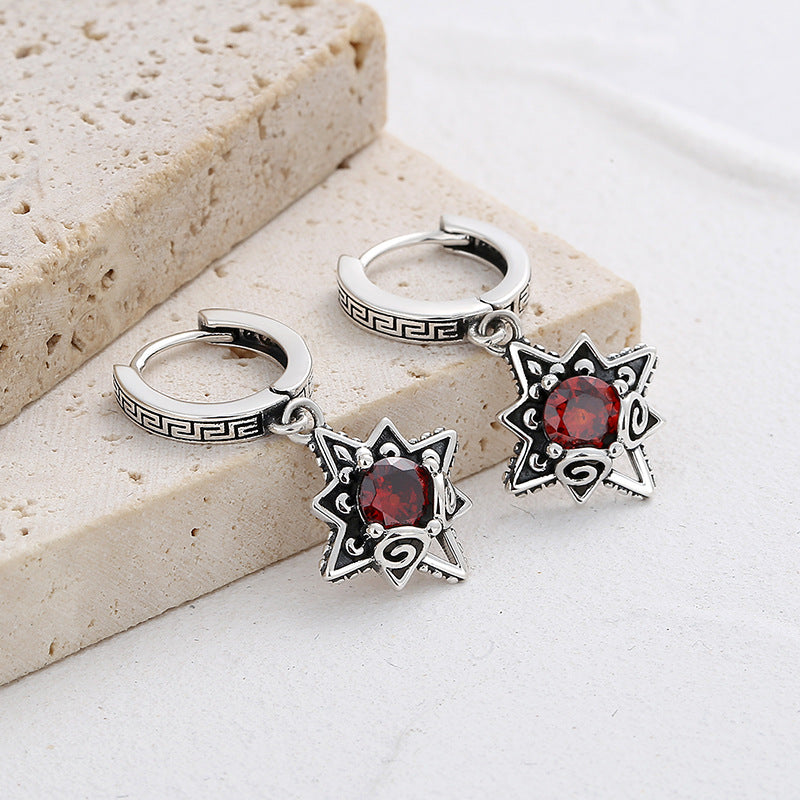 Stellar Night – 925 Sterling Silver Six-Star Luxury Drop Earrings
