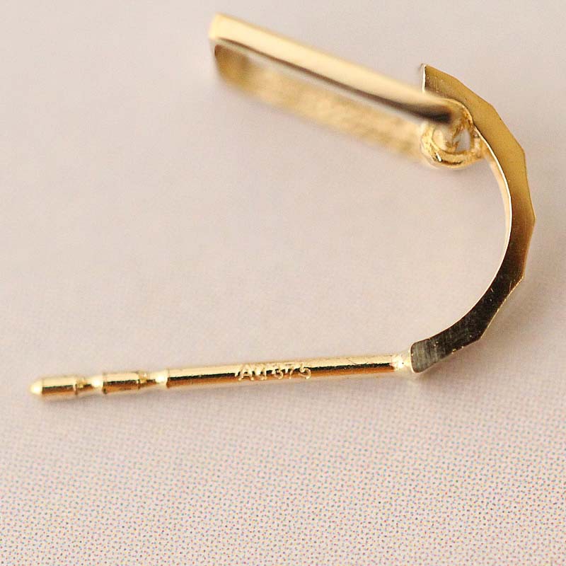 Arc – 9K Gold Stud Earrings | Semicircle Rectangular Design | Solid Gold