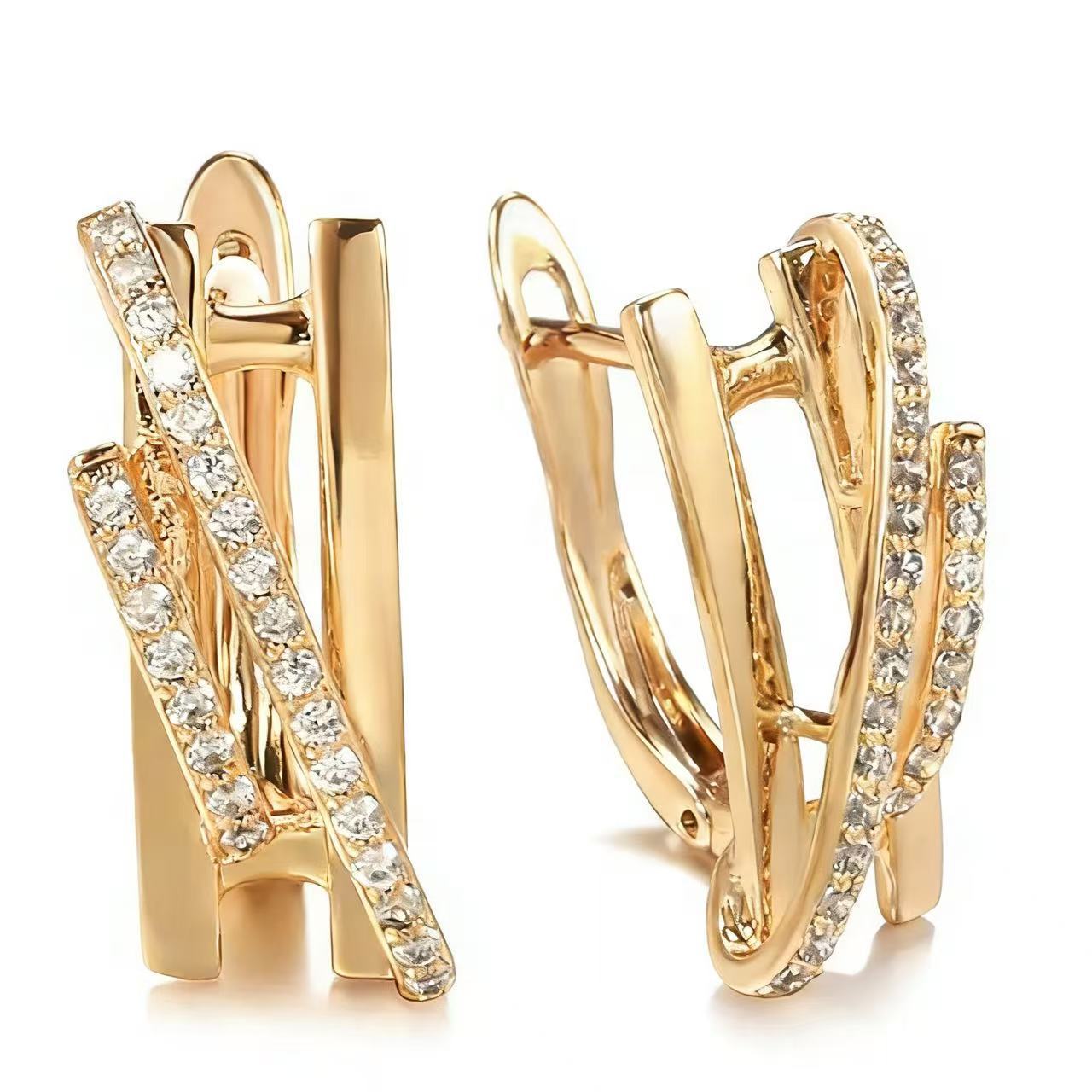 Croix — Gold Zircon Cross Ear Clips