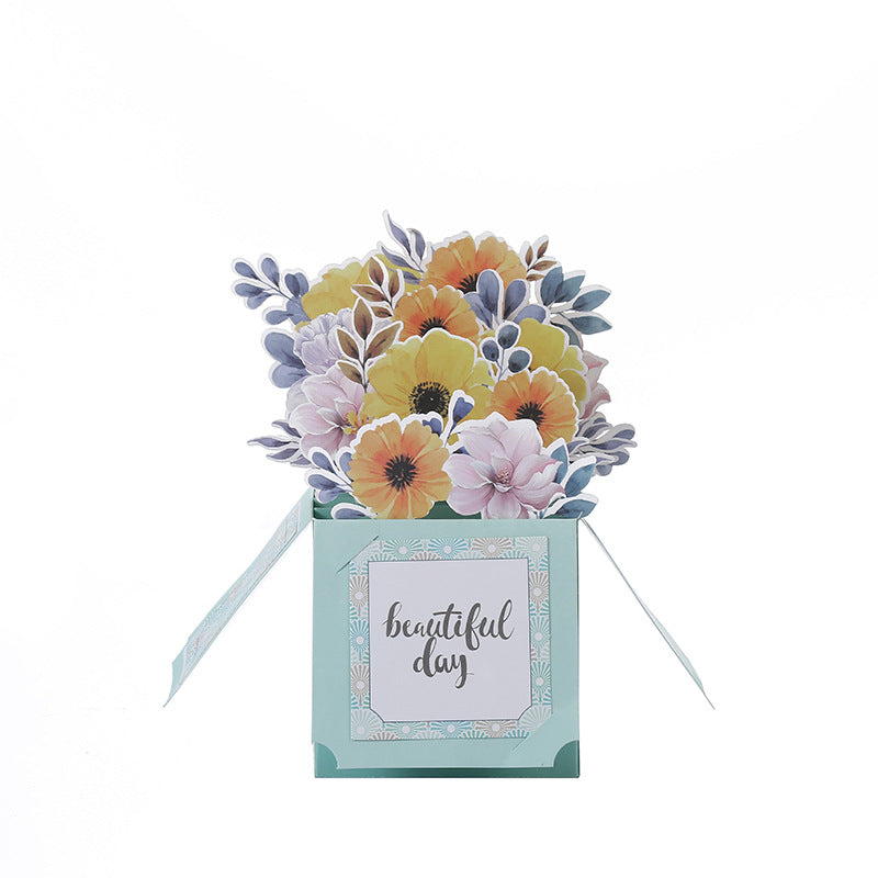 Handcrafted 3D Paper-Cut Floral Greeting Card — Hollow Sculptural Design