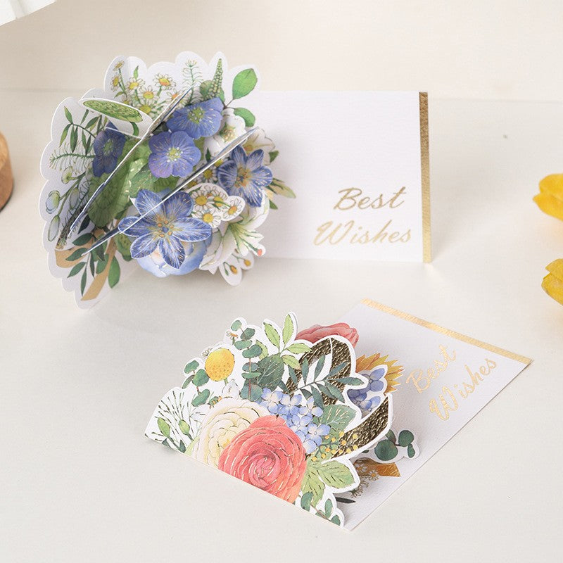 Elegant 3D Floral Greeting Card — Bi-Fold with Matching Envelope
