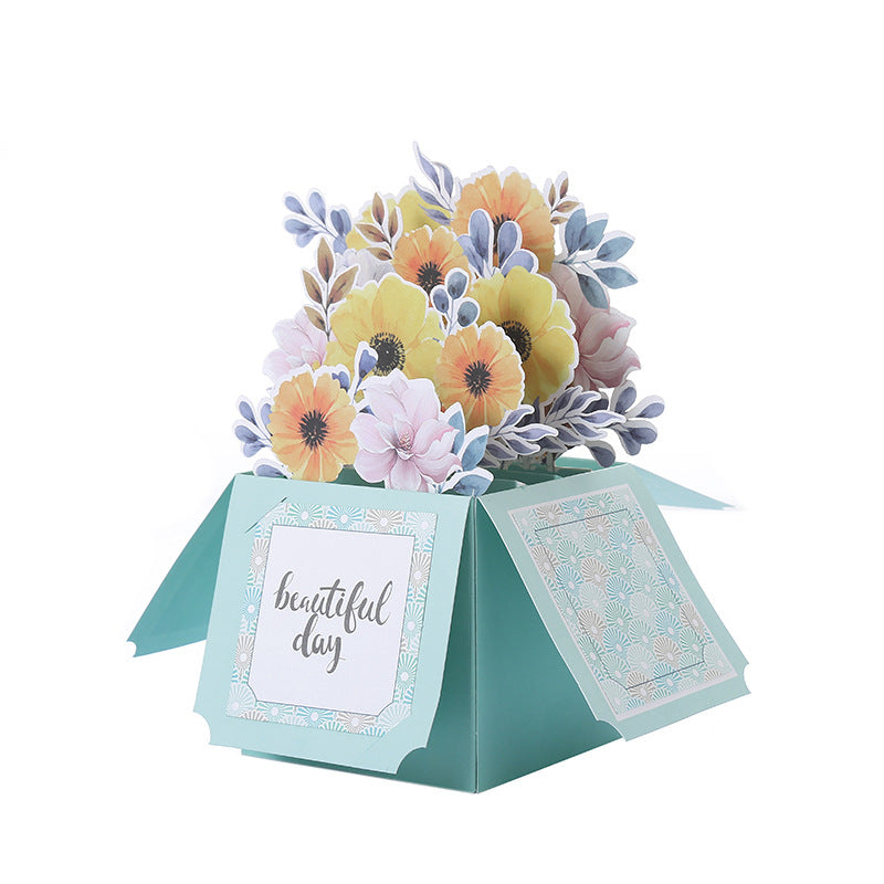 Handcrafted 3D Paper-Cut Floral Greeting Card — Hollow Sculptural Design