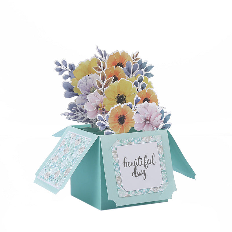 Handcrafted 3D Paper-Cut Floral Greeting Card — Hollow Sculptural Design
