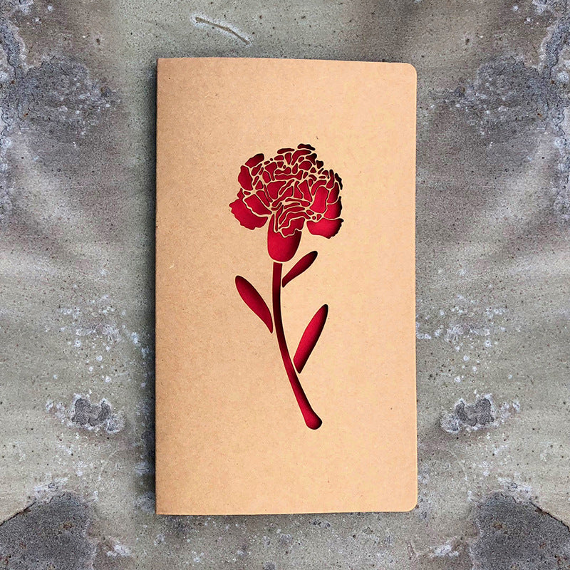 Vintage Kraft Paper Laser-Cut Love Greeting Card — Hollow Floral Design