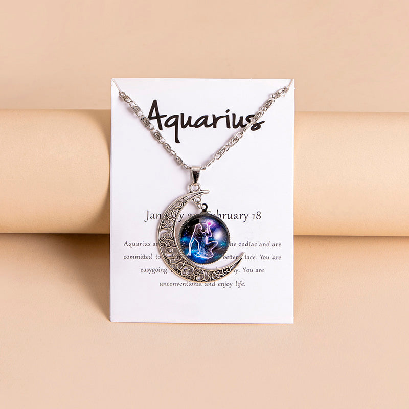Luna — Zodiac Moon Glass Pendant Necklace