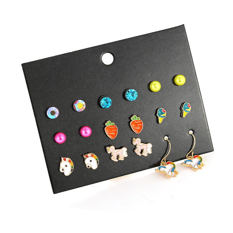 Fraise — 9-Piece Fruit & Love Earring Collection