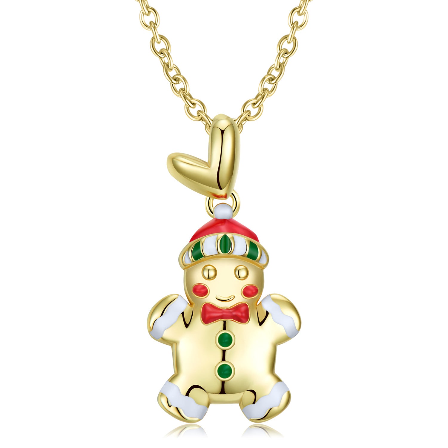 Sweet Charm – 925 Silver 14K Gold Gingerbread Man Luxury Necklace
