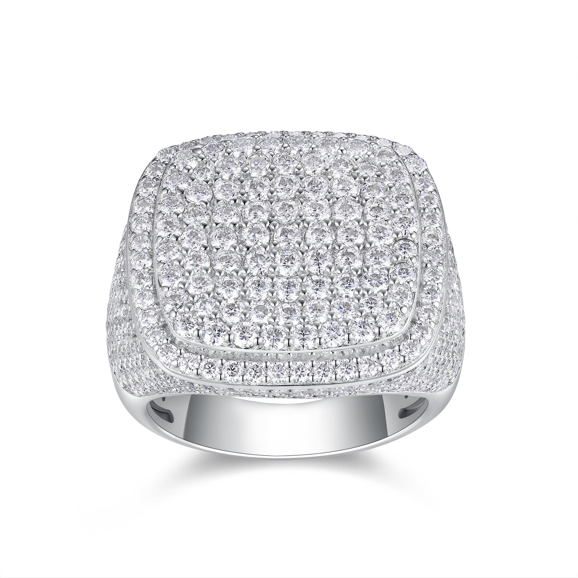 Royal Square Moissanite Ring – Men's Luxury Wedding Ring | Platinum-Plated Silver