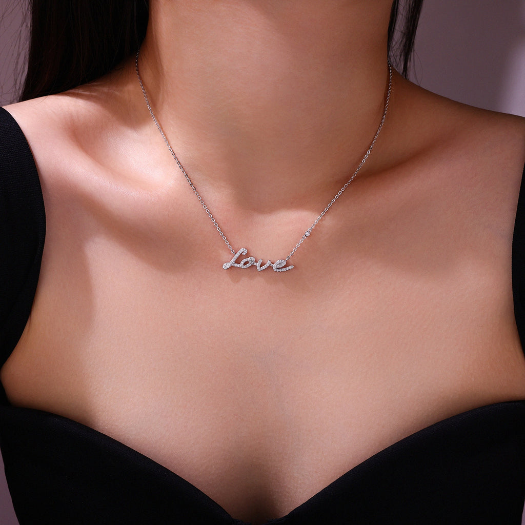 Moissanite Pendant Necklace – Platinum-Plated Sterling Silver | Minimalist Luxury