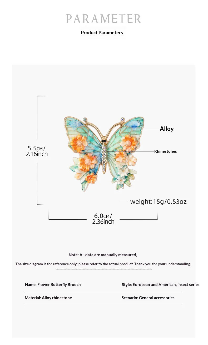 Diamond-Set Butterfly Brooch — Enamel Luxury Pin