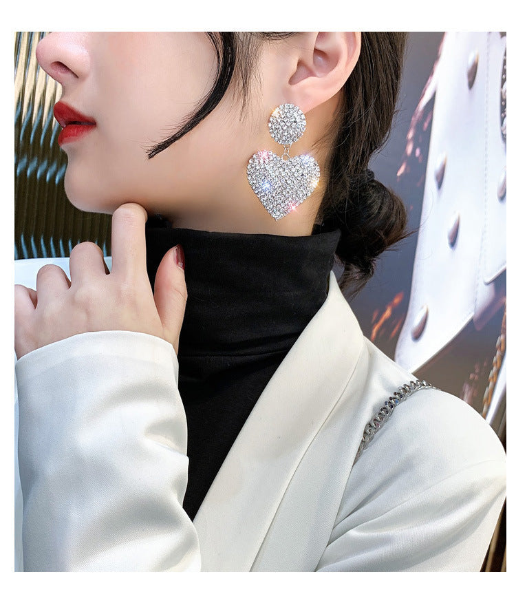 Full Diamond Love Earrings | Gold & Silver Luxury Pearl Stud Earrings for Women
