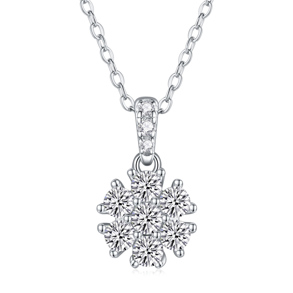 Snowflake Dance – Moissanite Pendant Necklace | Platinum-Plated Sterling Silver