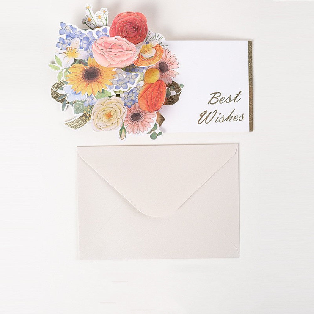 Elegant 3D Floral Greeting Card — Bi-Fold with Matching Envelope