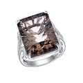 Smoky Reverie – 925 Silver Natural Tea Crystal Geometric Luxury Ring