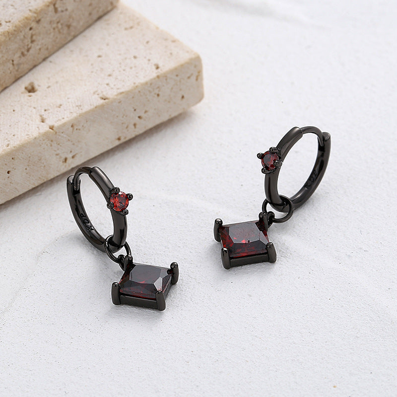 Black Gold Micro-Encrusted Geometric 925 Sterling Silver Luxury Earrings