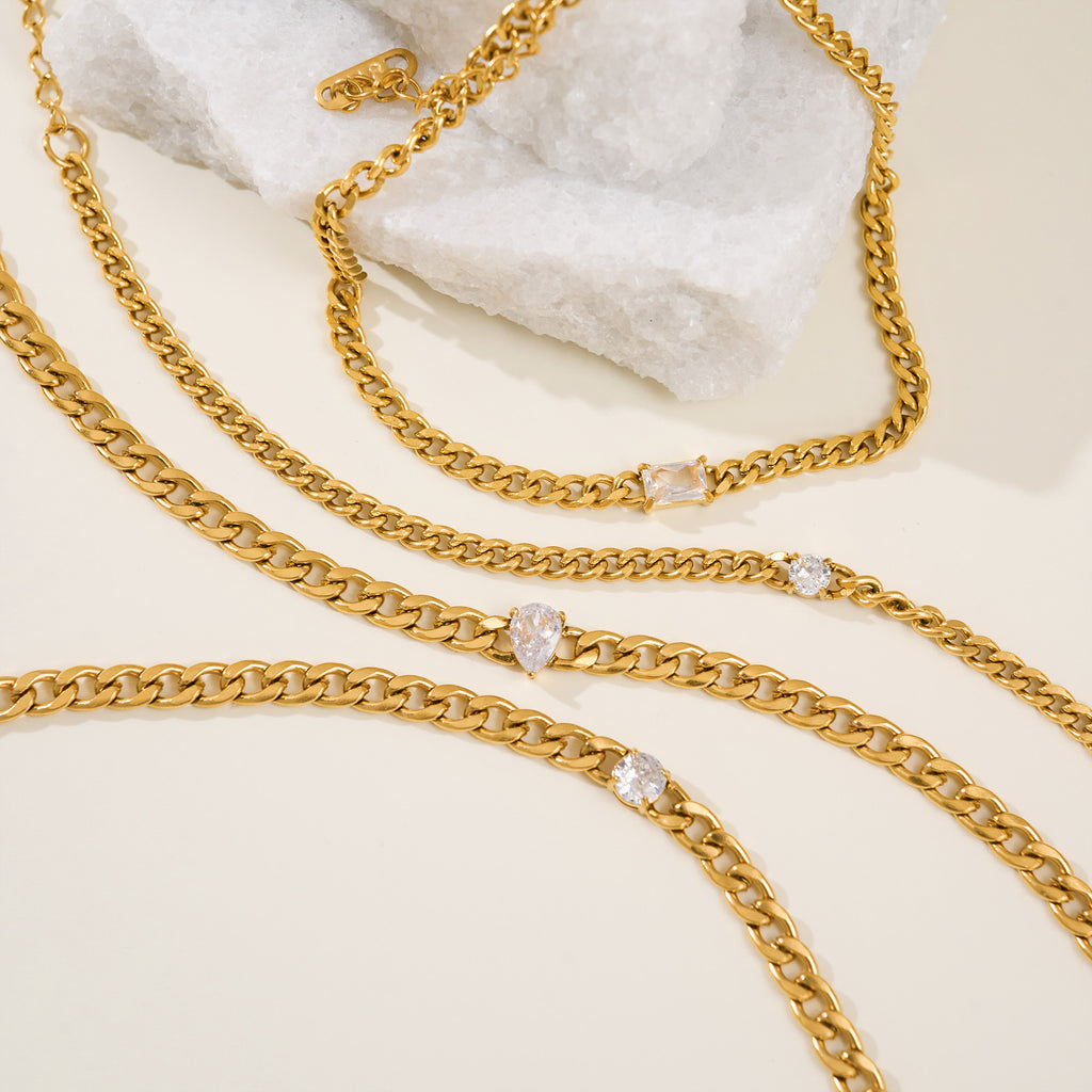 Titanium Steel Zircon Bracelet — Gold & Silver