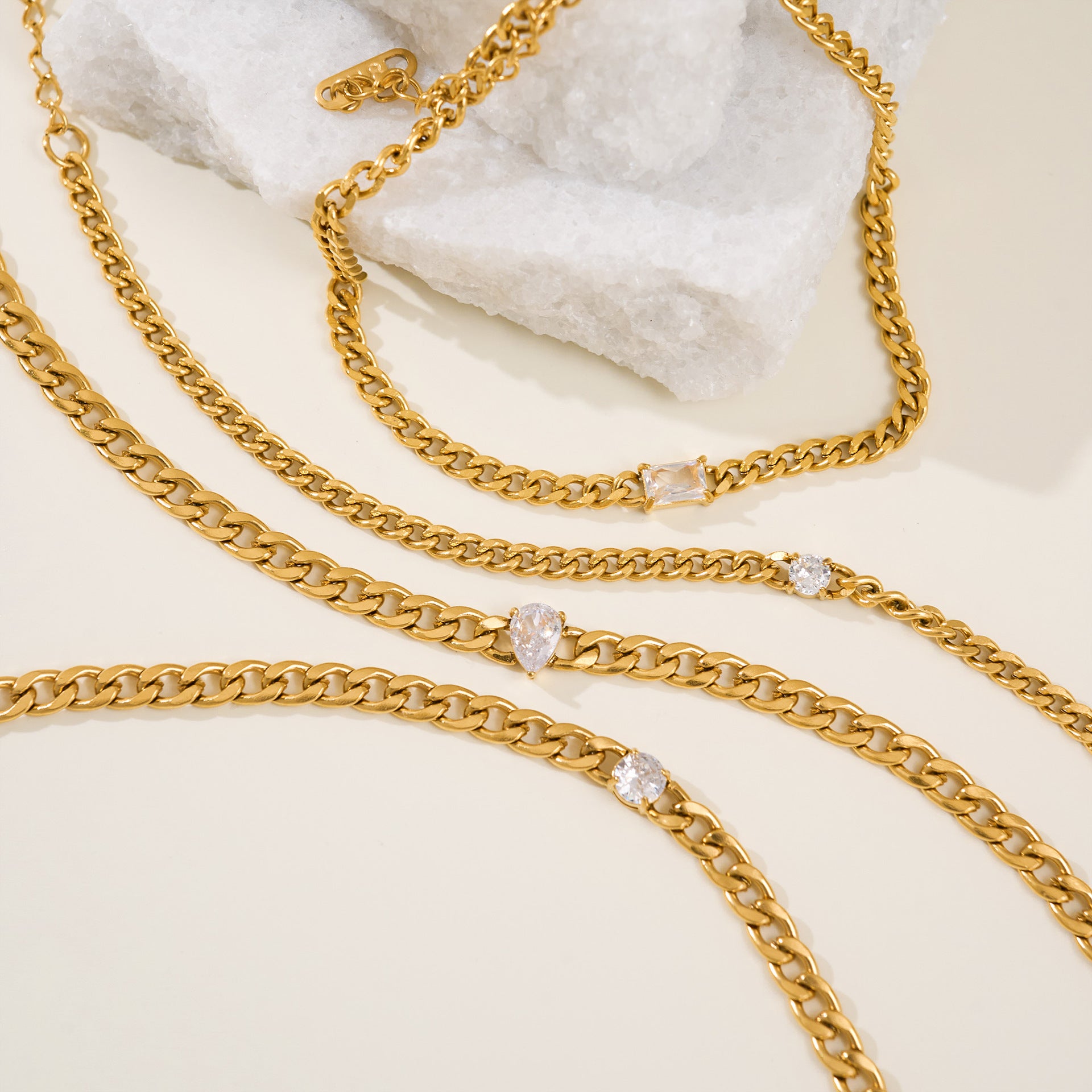 Titanium Steel Zircon Bracelet — Gold & Silver
