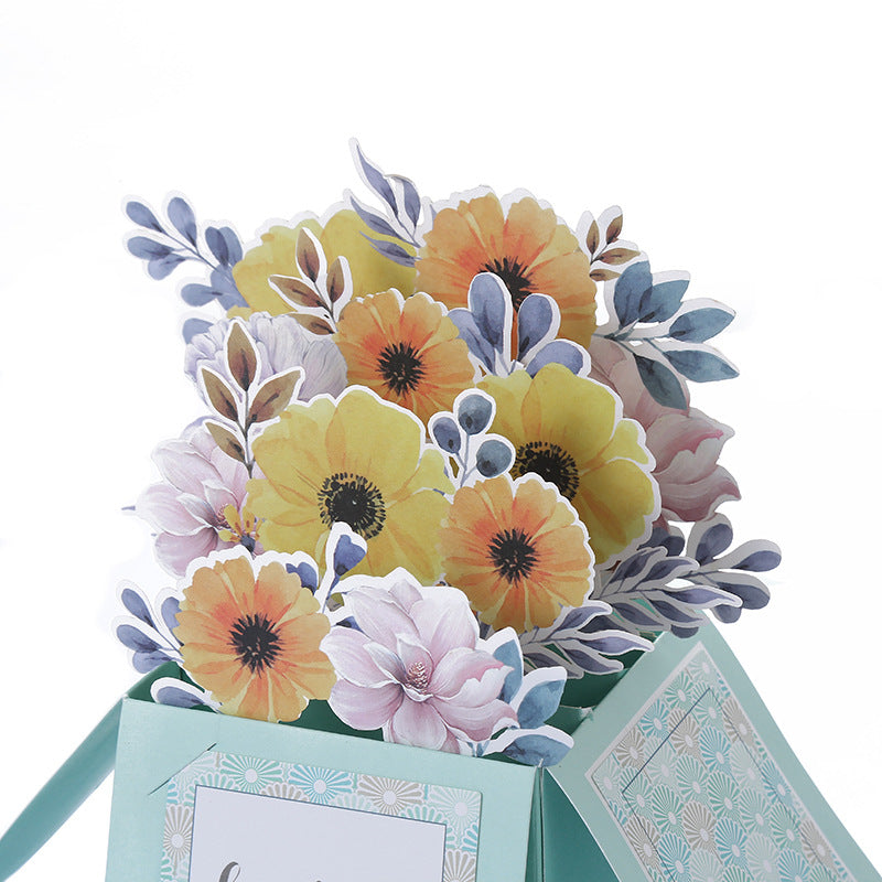 Handcrafted 3D Paper-Cut Floral Greeting Card — Hollow Sculptural Design
