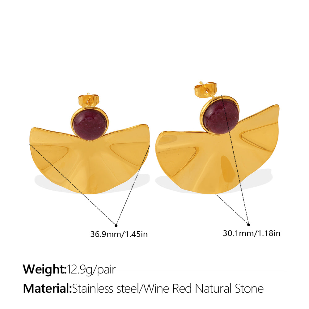 Sol — 18K Gold Natural Stone Fan Earrings
