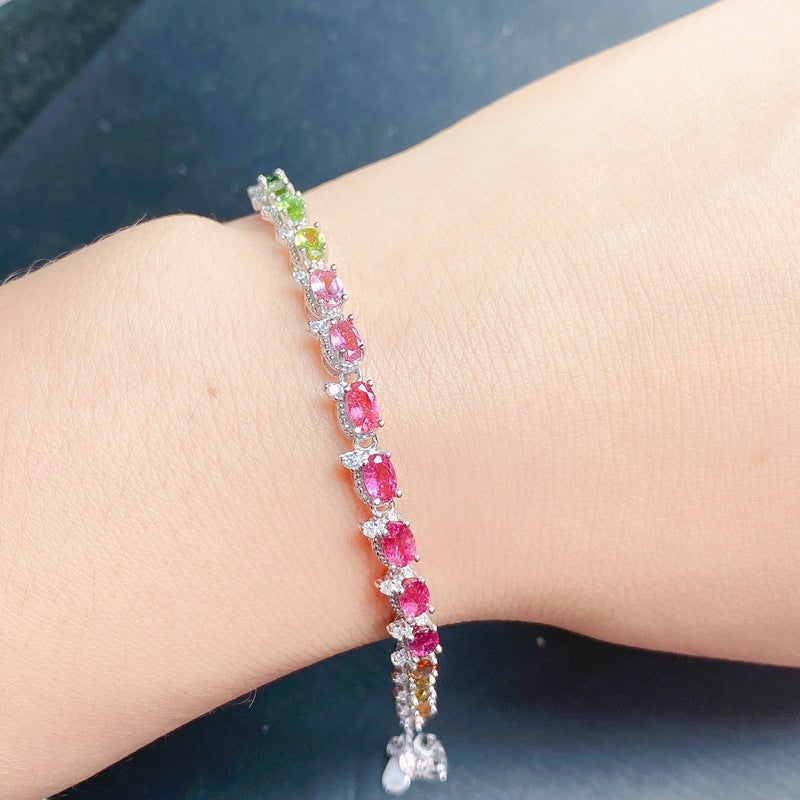Tourmaline — 925 Silver Natural Tourmaline Bracelet