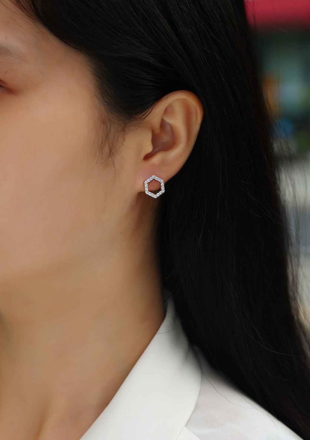 Moissanite Stud Earrings — S925 Silver with Platinum Coating