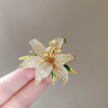 Full Diamond Lily Brooch | Elegant Luxury Women's Collar Pin