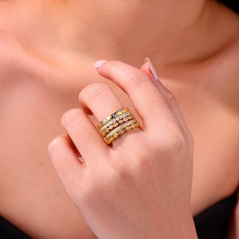 Golden Music Moissanite Ring — Gold-Plated S925 Silver