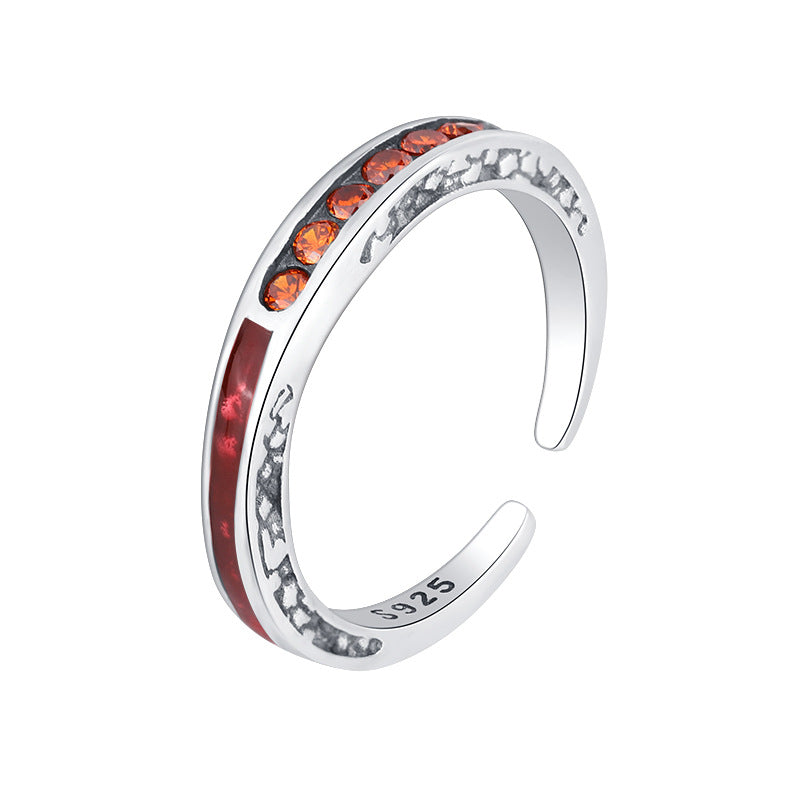 Amber Glow – 925 Sterling Silver Orange Zircon Luxury Adjustable Ring
