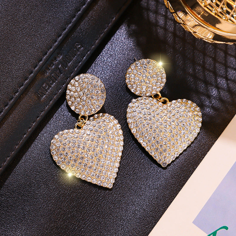 Full Diamond Love Earrings | Gold & Silver Luxury Pearl Stud Earrings for Women
