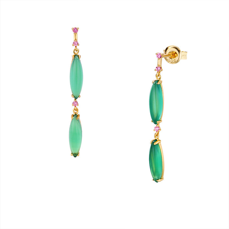 Cascade Chalcedony Tassel Drop Earrings