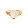Vintage Carved Shell & Crystal Silver Ring | Luxury Women's Jewelry