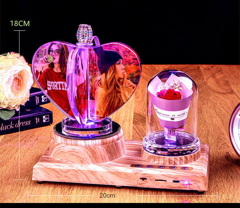 Crystal Music Lamp & Rose Gift Set — Romantic Luxury Collection